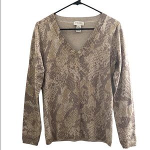CARMEN Carmen Marc Valvo V-neck Snake Print Pullover Sweater Sz M